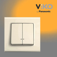 Выключатель двойной с подсветкой крем VIKO LINNERA 